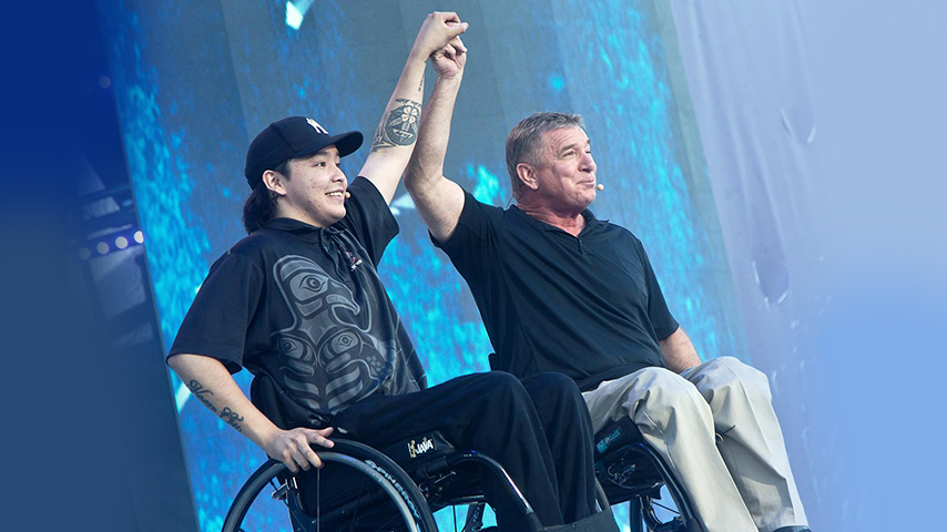 Trent and Rick on stage at WE Day Canada